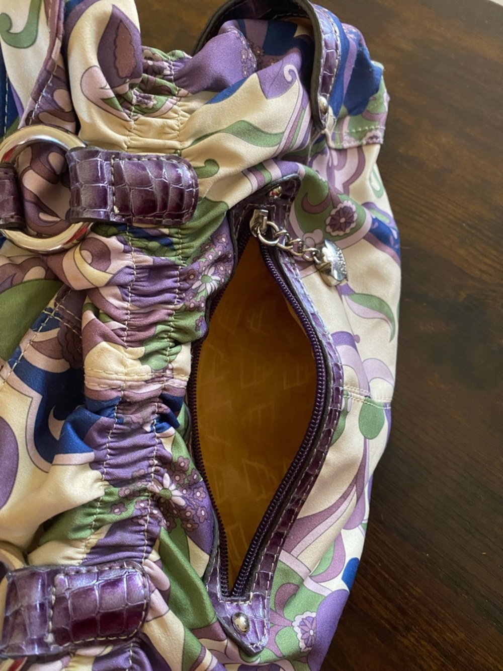 Kathy van Zeeland Purple Floral Pattern Hobo    Purse - Picture 8 of 15